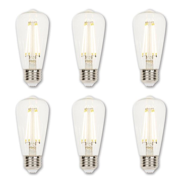 Westinghouse Bulb LED Dimmablemable 6.5W 120V ST15 Filament 2700K Clear E26 Med Base, 6PK 4518720